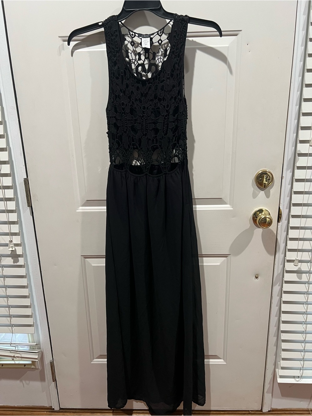 Deb Black Crochet Bodice Maxi Dress